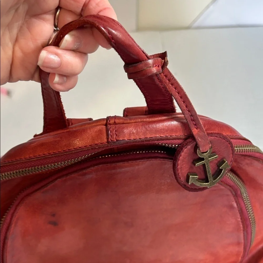 HARBOUR 2ND WINE RED SOFT LEATHER BACK PACK